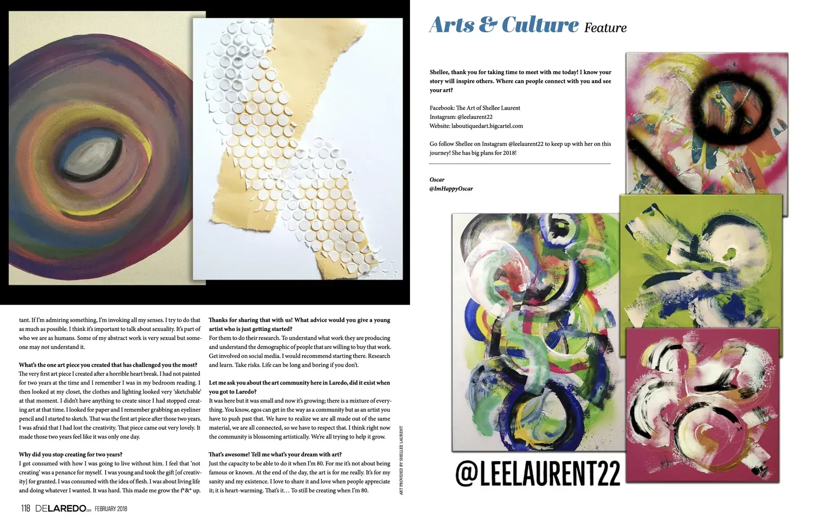 Interviewed artist Shellee Laurent