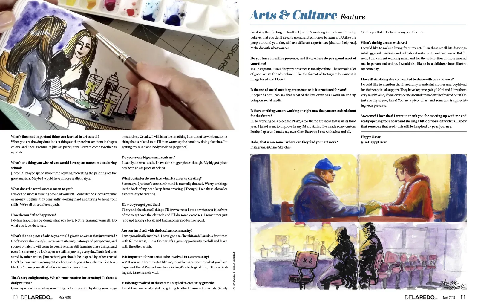 Interviewed artist Kelly Cisneros